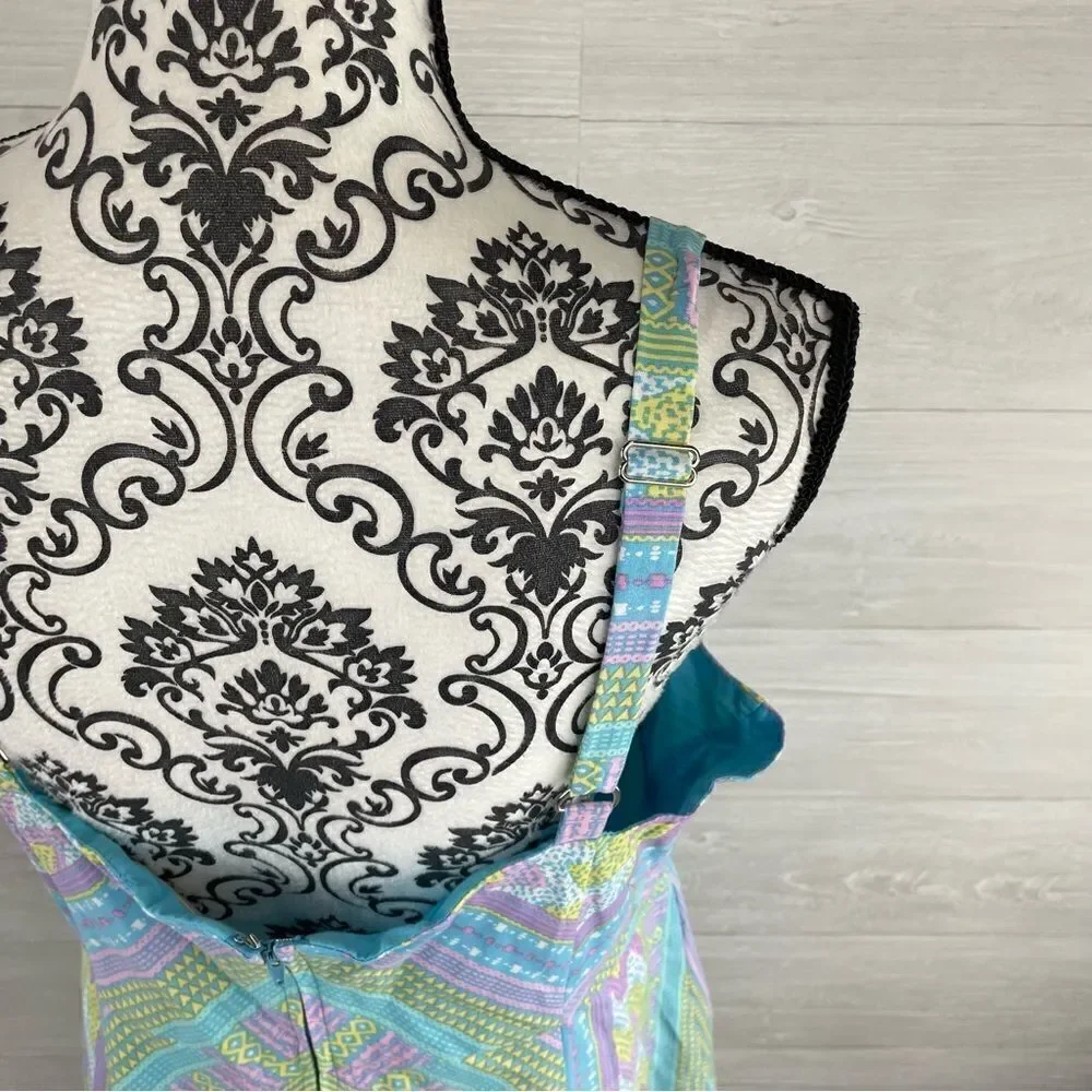 ModCloth Yours To Adore Geometric Pastel Fit And Flare Dress - Picture 7 of 11